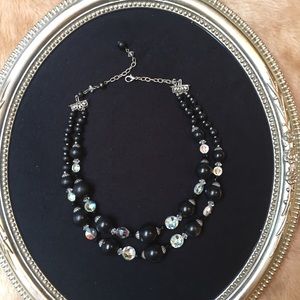 Beautiful Black and Crystal Vintage Necklace